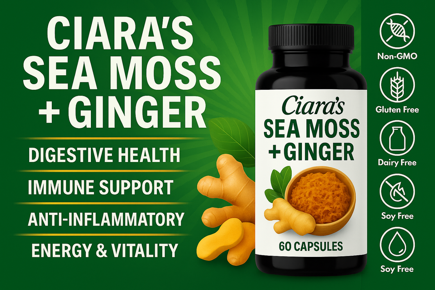 Ciara’s Sea Moss + Ginger Capsules