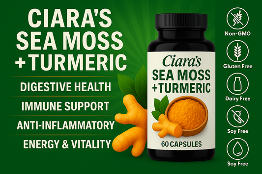 Ciara’s Sea Moss + Turmeric Capsules Your Daily Boost in a Bottle.